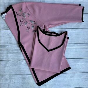 Dress Barn Pink Blouse with Black Trim